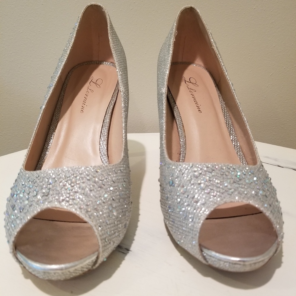 ♡ Womans silver rhinestone WEDDING 👰 shoes